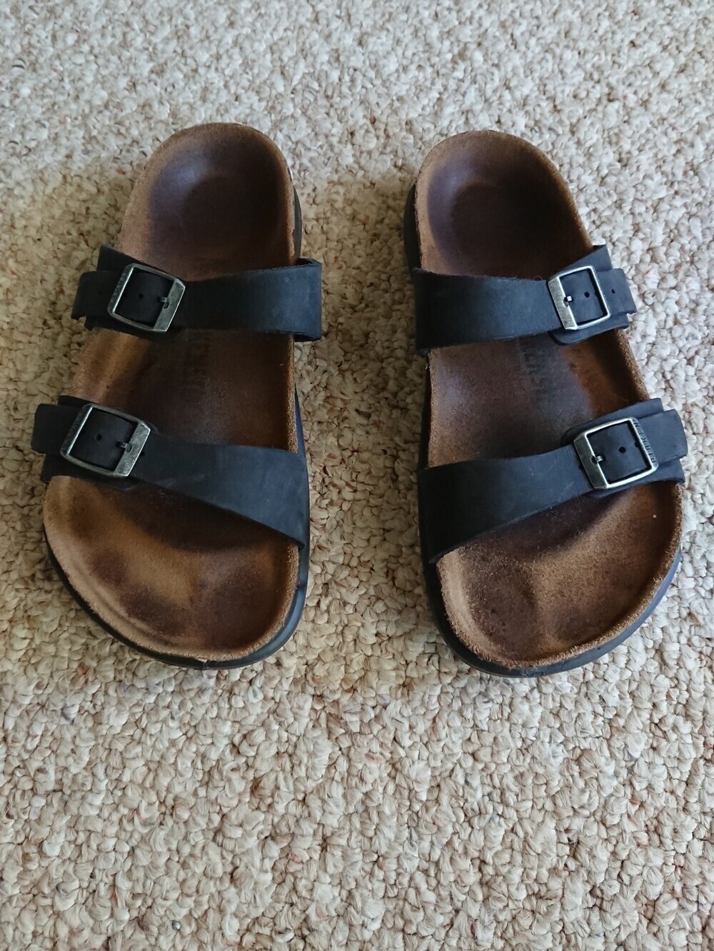 Birkenstock Classic Arizona Oiled Black Leather Slide Sandals size 37/240